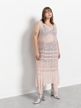 SHEER PINK MAXI Dress Vintage See Through Delicate / Large Xl Extra Large